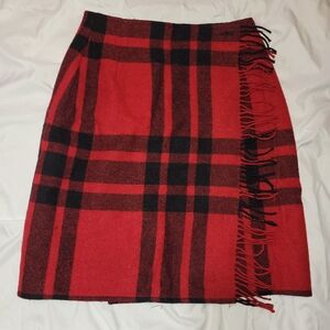 Coldwater Creek Red and Black Plaid Pencil Skirt